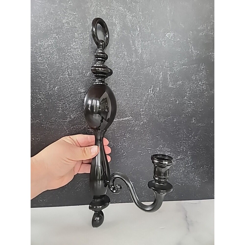 Vintage Syroco Black Taper Wall Sconce